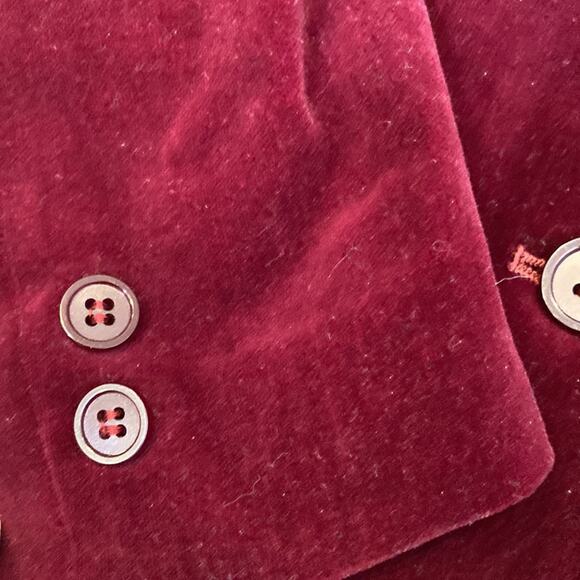 Vintage Partners By Mervyn’s Burgundy Velour Blazer Botton Closure Sz 12 Cotton - Picture 6 of 11